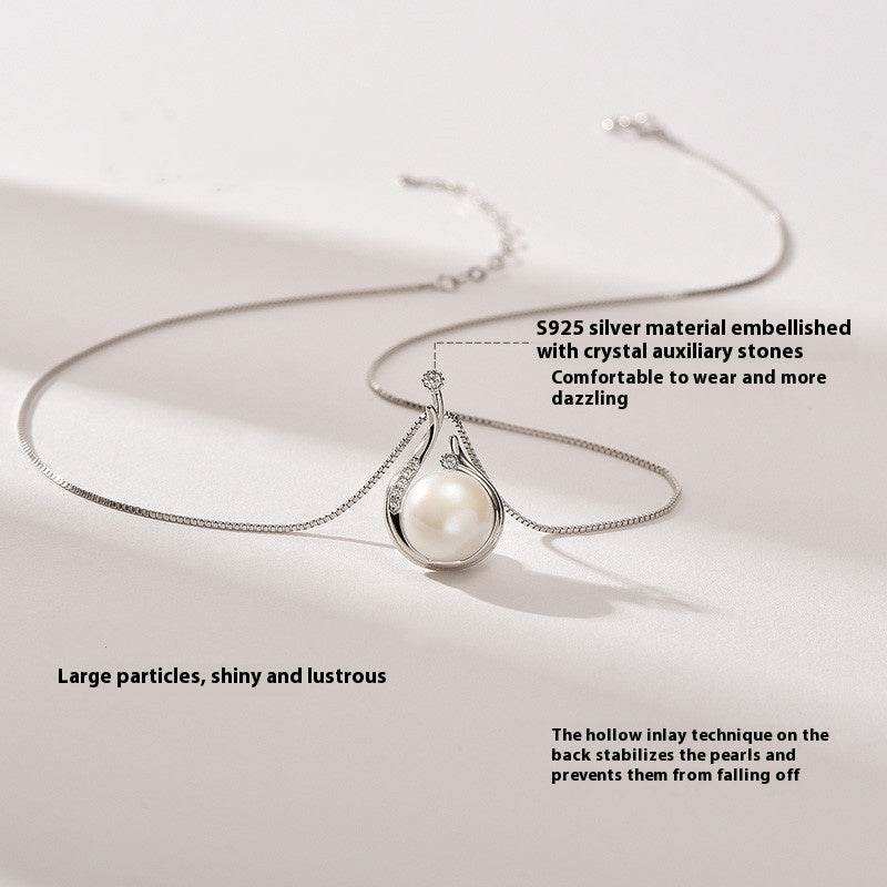 Sterling Silver Pearl & CZ Necklace - Eclat
