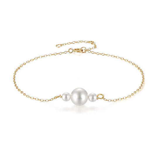 Elegant Triple Pearl Gold Plated Bracelet