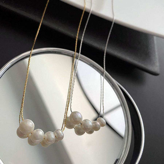 Light Luxury Titanium Pearl Necklace - Eclat