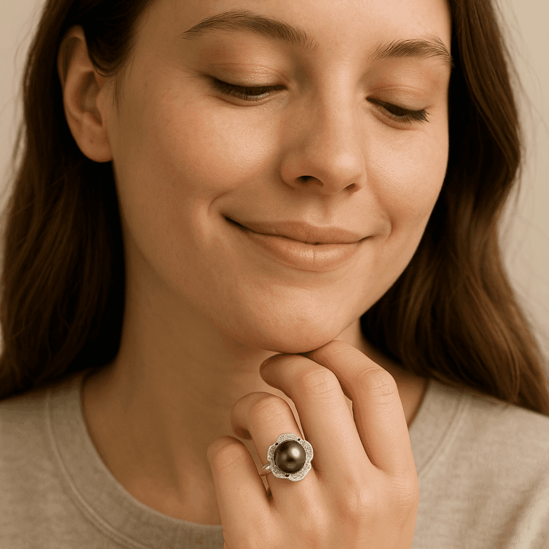 Flowra Black Pearl Ring - Eclat
