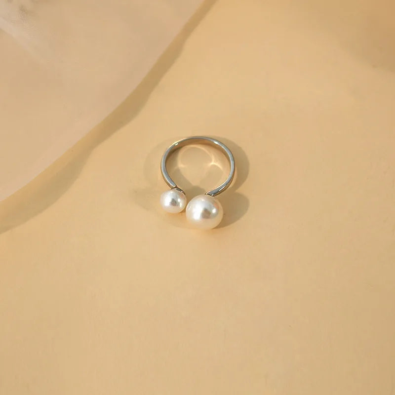 Adjustable Double Pearl Ring | 925 Sterling Silver