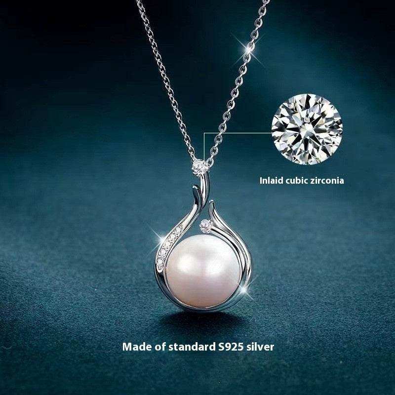 Sterling Silver Pearl & CZ Necklace - Eclat