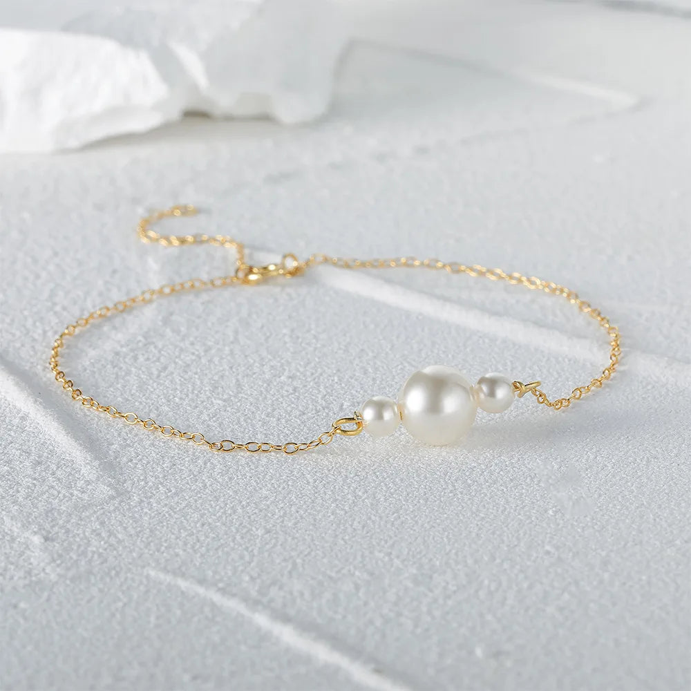 Elegant Triple Pearl Gold Plated Bracelet