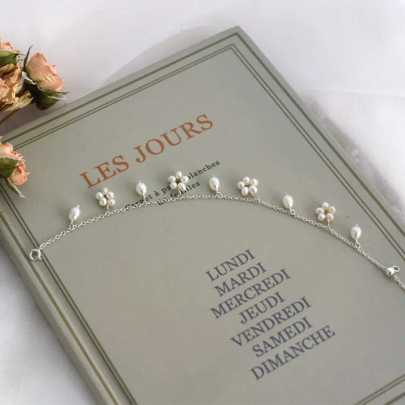 Delicate Pearl Blossom Bracelet in Sterling Silver