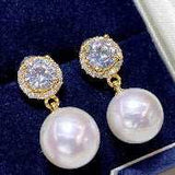 18K Gilded Round Pearl Drop Earrings - Eclat