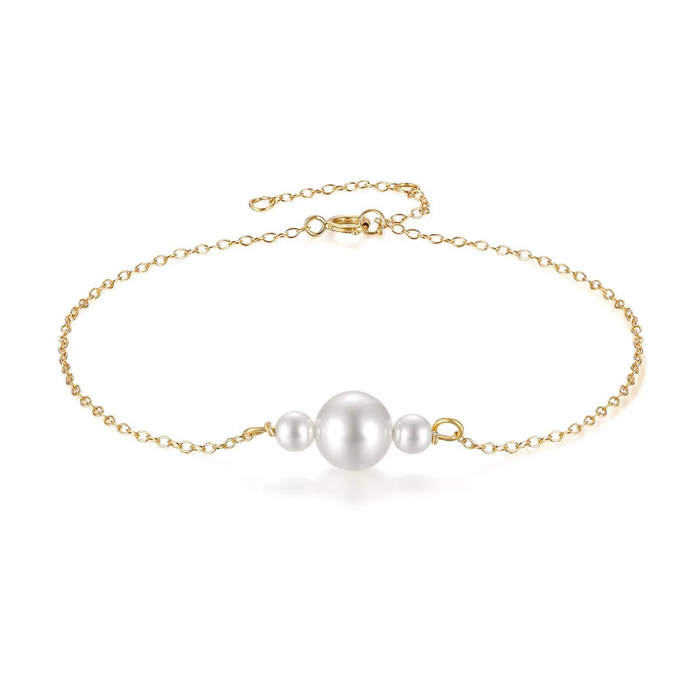 Elegant Triple Pearl Gold Plated Bracelet