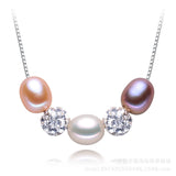 Zhuji natural freshwater pearl necklace 7-7.5mm three color road pass Pearl Pendant 925 pure silver chain female