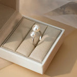 Adjustable Double Pearl Ring | 925 Sterling Silver