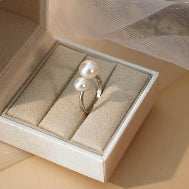 Adjustable Double Pearl Ring | 925 Sterling Silver - Eclat
