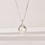 Sterling Silver Pearl & CZ Necklace - Eclat