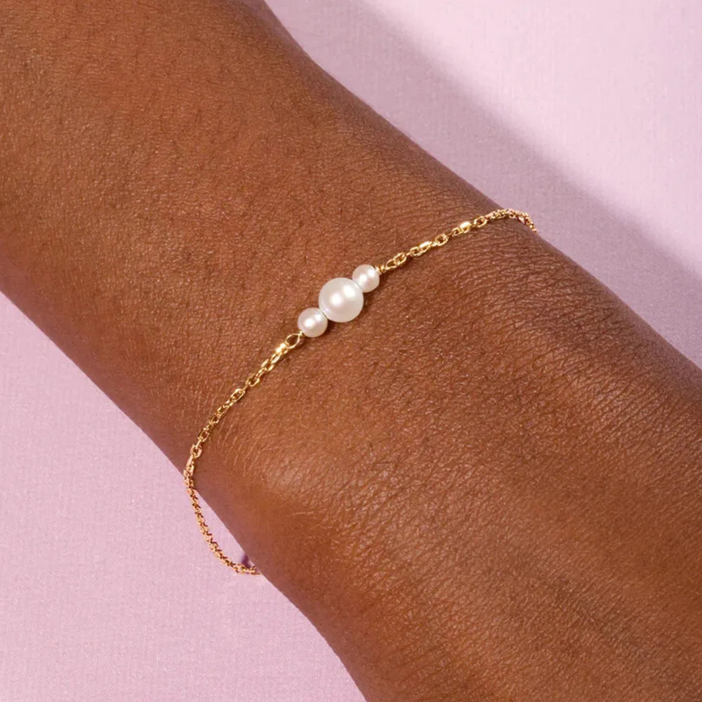 Elegant Triple Pearl Gold Plated Bracelet
