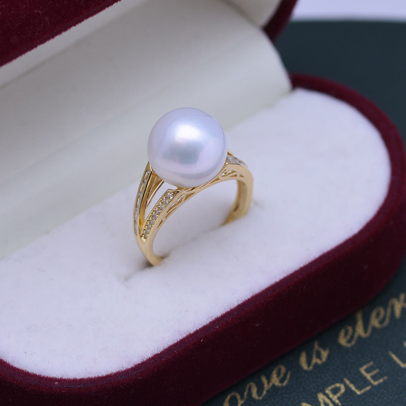 Fresh Water 11-12mm White Perfect Circle Strong Light Fine Micro Flaw Pearl Ring