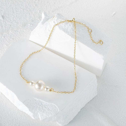 Elegant Triple Pearl Gold Plated Bracelet - Eclat