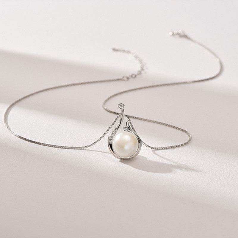 Sterling Silver Pearl & CZ Necklace - Eclat