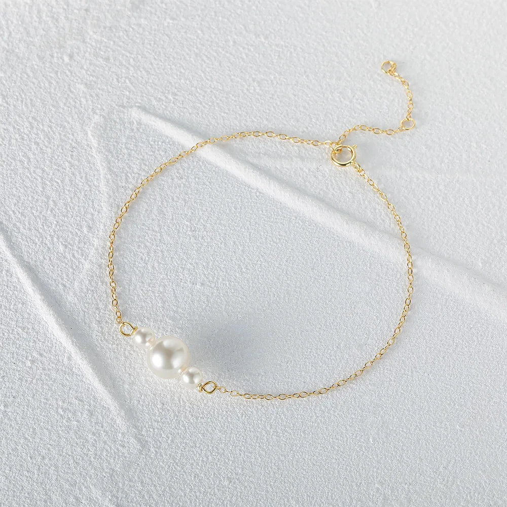 Elegant Triple Pearl Gold Plated Bracelet